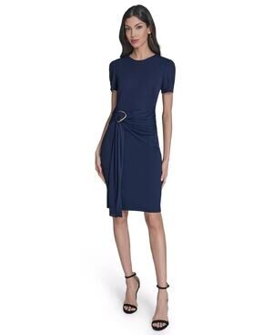Vince Camuto Women's Knit Bodycon Dress With Hardware Detail Blue Size 14 1842